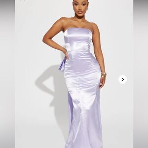 Fashion Nova Lavender Strapless Maxi Dress